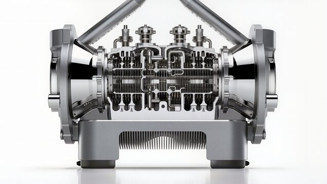 Detailed Cross-Section View of Boxer Engine Mechanical Components and Cooling System