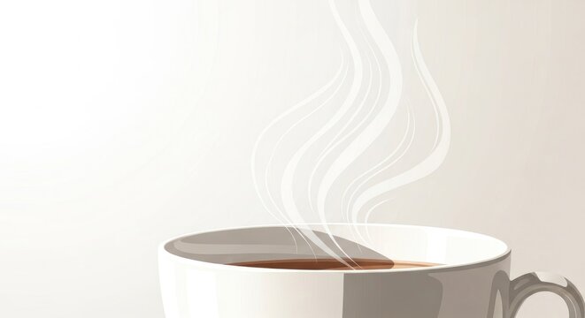 Steaming Coffee Cup on White Background - A Refreshing Morning Beverage.