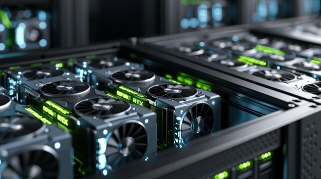 High Performance Computer Server Racks with Multiple GPUs for Data Processing and Cryptocurrency Mining