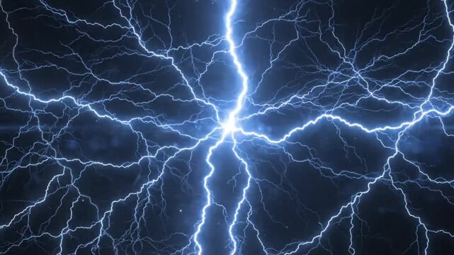 Electricity illuminates the dark sky with vibrant lightning bolts and stars