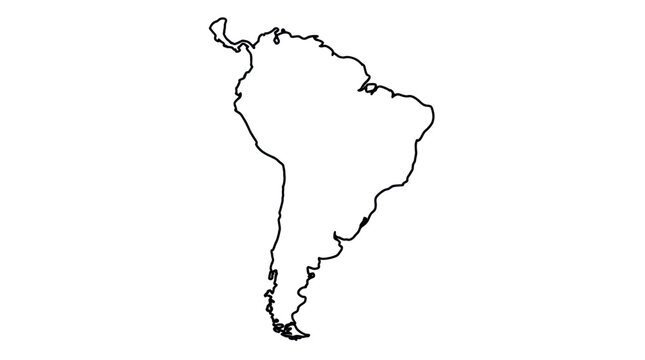 Minimalist south america continent map outline in one line