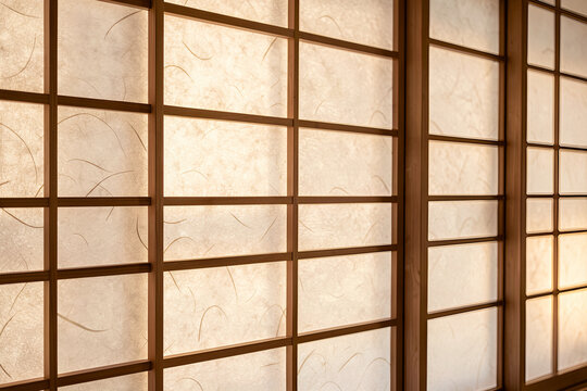 Japanese Shoji Screen Texture with Warm Ambient Light