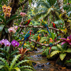 Fototapeta premium Street Art Rain America. An Enchanting Tropical Rain Forest Setting