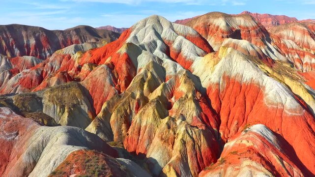 Aerial Drone View of Zhangye Rainbow Mountains &ndash; China&rsquo;s Colorful Danxia LandformSurreal Earth Layers from Above: China&rsquo;s Most Colorful Rock Formations
