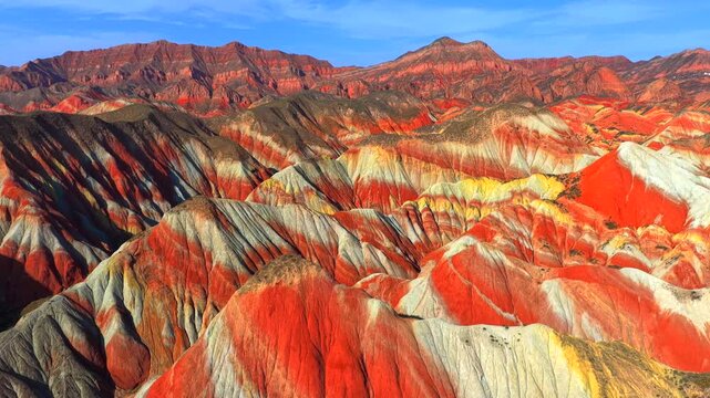 Aerial Drone View of Zhangye Rainbow Mountains &ndash; China&rsquo;s Colorful Danxia Landform