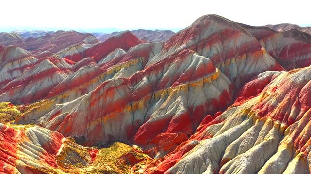 Aerial Drone View of Zhangye Rainbow Mountains &ndash; China&rsquo;s Colorful Danxia LandformSurreal Earth Layers from Above: China&rsquo;s Most Colorful Rock Formations