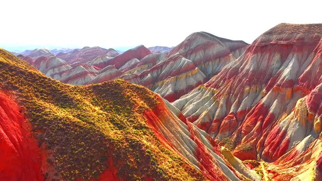 Aerial Drone View of Zhangye Rainbow Mountains &ndash; China&rsquo;s Colorful Danxia LandformSurreal Earth Layers from Above: China&rsquo;s Most Colorful Rock Formations