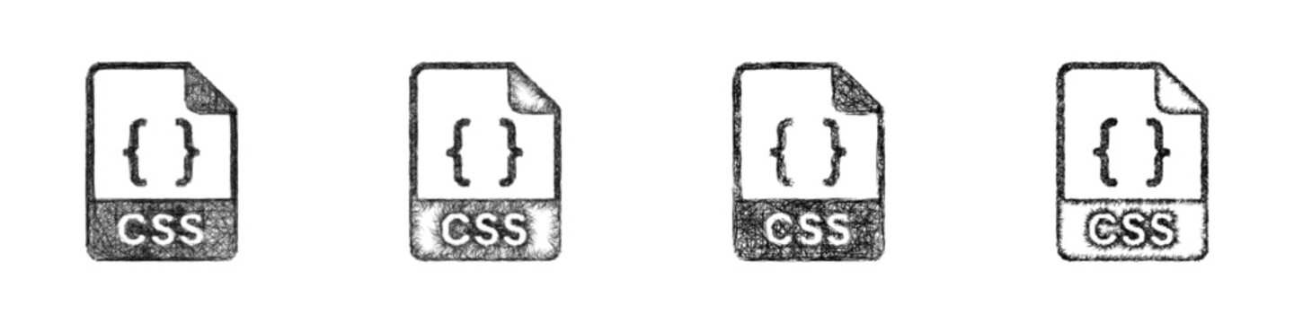 Sketch black and white css code icon design set