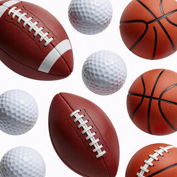Concept Art Golf Dimple. Seamless Patterns Of Pigskin Textures For American Football, Golf Balls And Basketballs On A White Background With Round Dimples