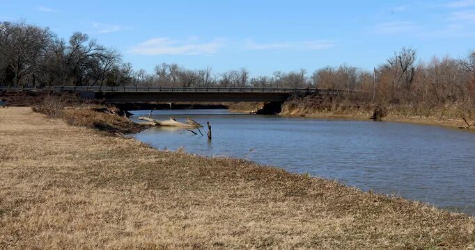 Static video of a bridge going over Big Mineral Creek in Hagerman National Wildlife Refuge in Sherman, Texas