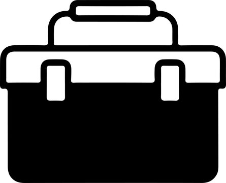 Toolbox silhouette, handyman and repair icon, black vector illustration, minimalist design for construction, maintenance, and workshop themes