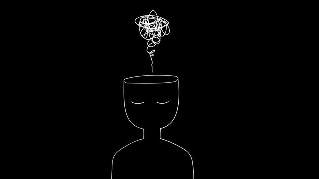 mental health anxiety concept animation hand drawn head overthinking loop