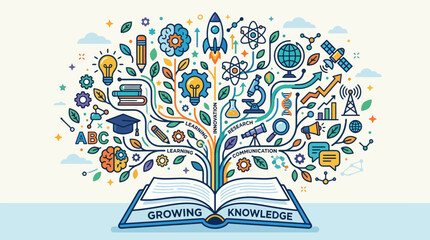 Education and learning concept with tree growing from book. © sarda