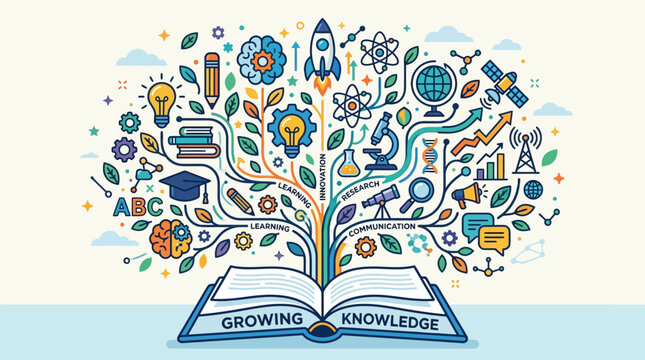 Education and learning concept with tree growing from book.