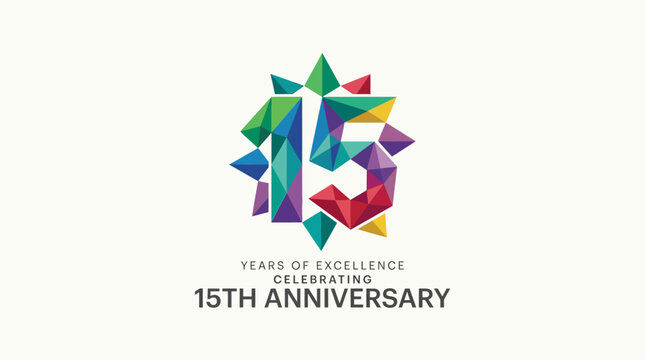 15th anniversary celebration logo design.