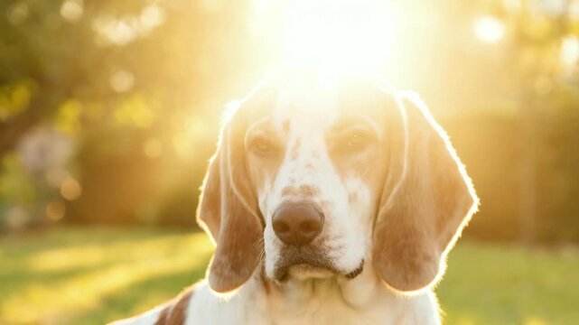 american foxhound close up at shenandoah valley virginia golden sunlight video