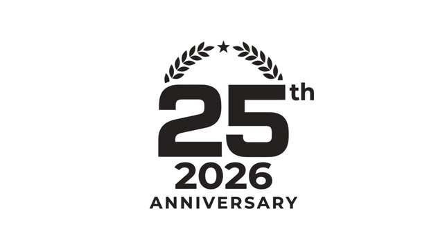 25th anniversary logo with laurel wreath.