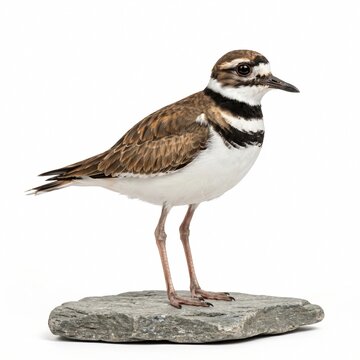 Killdeer Bird Standing on a Rock Isolated on White