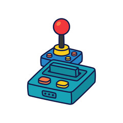 Retro video game console and joystick in a cute doodle style © aiffar