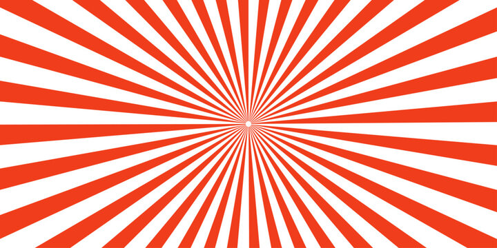 Red Radial Sunburst Background : Bold Retro Geometric Rays Design