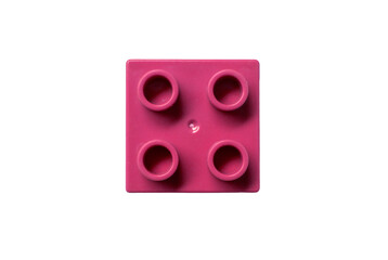 Naklejka premium One Magenta or Dark Pink cube square lego toy brick or block isolated on white. top view