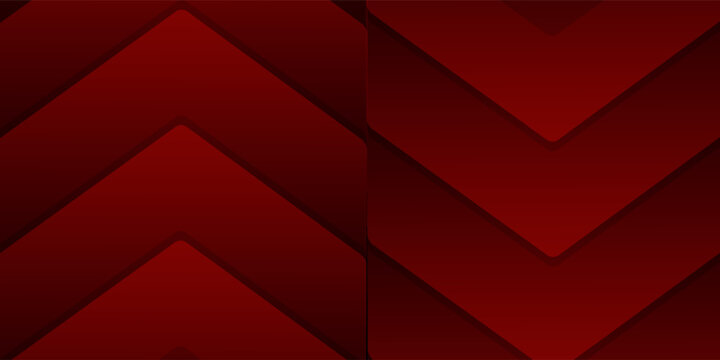 Abstract glowing diagonal arrow lines on red background. Shiny red gradient stripes lines. Modern graphic. Futuristic concept. Horizontal banner template. Vector illustration