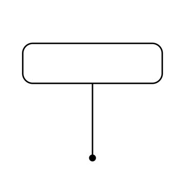 Minimalist Solid Black Rounded Rectangle Callout Box with Vertical Pointer Line and Dot Isolated on Transparent Background