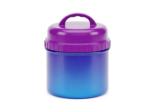 Purple plastic food storage container with handle