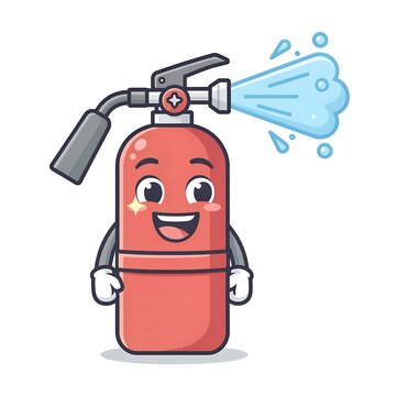 Cute cartoon fire hydrant with smiling face in flat vector style.