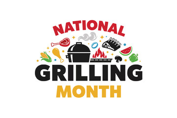 Obraz premium NATIONAL GRILLING MONTH vector illustration isolated on white background