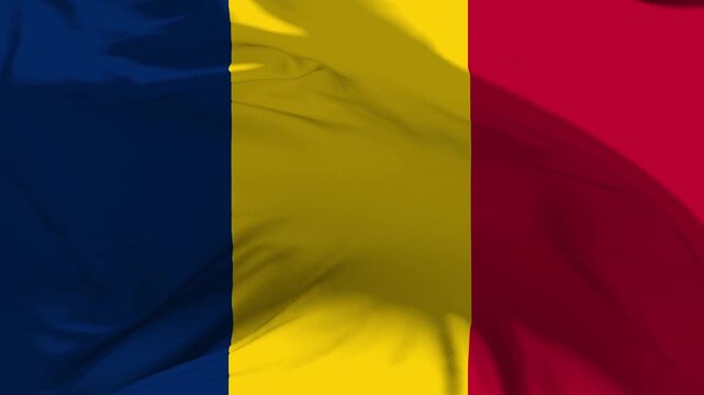 Chad Flag Waving in Slow Motion Loop Animation