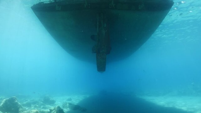  underwater under the boat fish around slow relaxing ocean scenery 