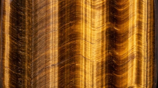 Stunning close-up view of a polished tiger eye gemstone displaying mesmerizing chatoyant bands of golden brown and deep black mineral layers created by natural geological processes and textures