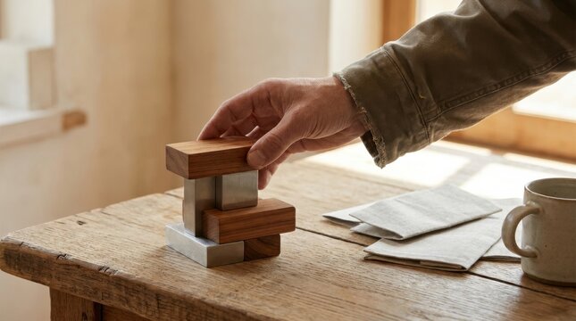 Human hand holding a small object with a focus on fine motor skills and attention to detail in crafting tasks