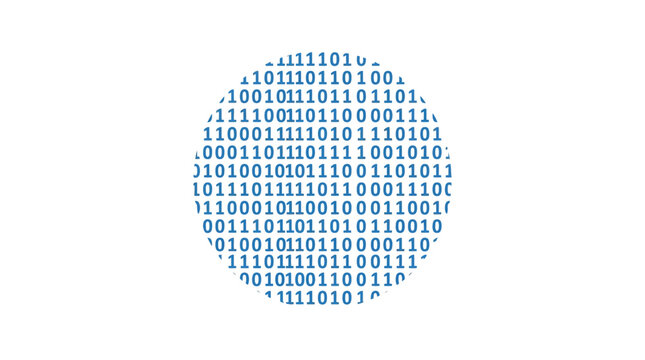 Binary code sphere digital data flat vector icon.