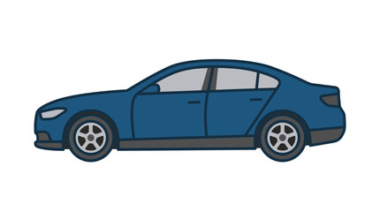 Fototapeta premium Blue sedan car profile side view
