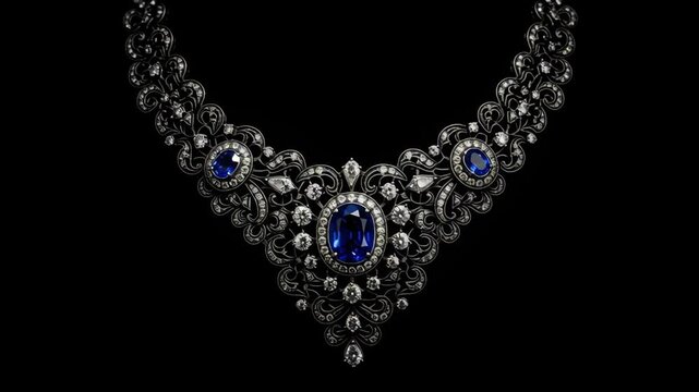 Luxury Sapphire Diamond Jewelry Necklace.