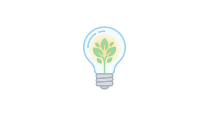 Green plant growing inside a light bulb, symbolizing eco-friendly ideas and sustainability. © Drian