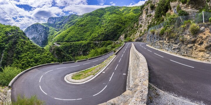 France, French Maritime Alps, Parc Naturel des Pr&eacute;Alpes d'Azur, D&eacute;partement Alpes Maritimes, road to pass Col de la Turini, travel landscape nature Alps
