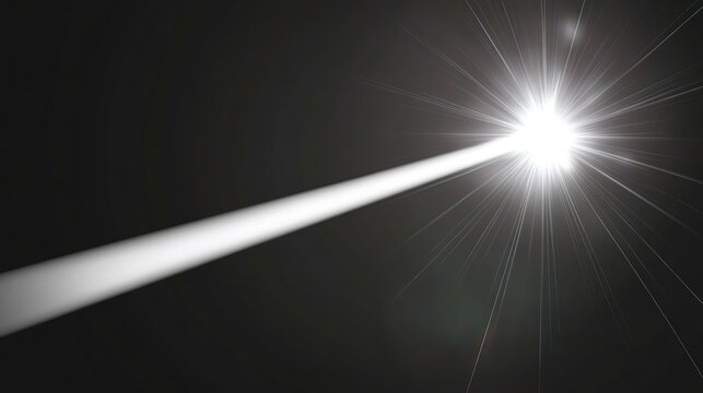 A solitary beam of light streaking across a black void toward a brilliant star