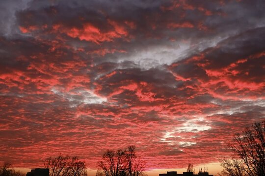 Magnificent evening sky, winter, Germany