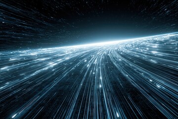 Fototapeta premium Abstract Digital Light Streaks Flowing Through Darkness in Futuristic Sci-Fi Concept