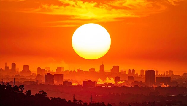 Extreme Heatwave Concept with Massive Blazing Sun Dominating the Sky
