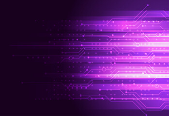 Abstract neon purple circuit board background with glowing data lines and digital network © DesignSells