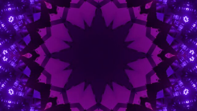 Purple crystal kaleidoscope background loop, seamless dark violet mosaic reflection