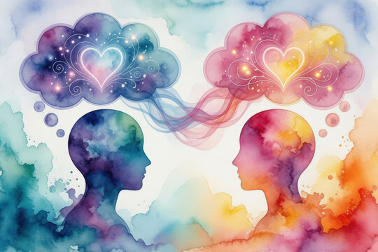 Connessione empatica e amore tra due menti artistiche in acquerello