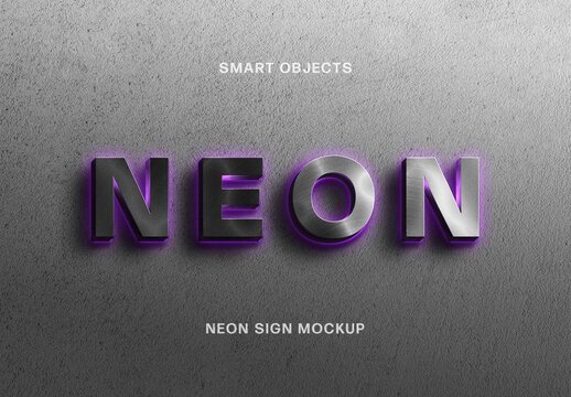 Neon Sign Mockup For Logo And Branding Design 04