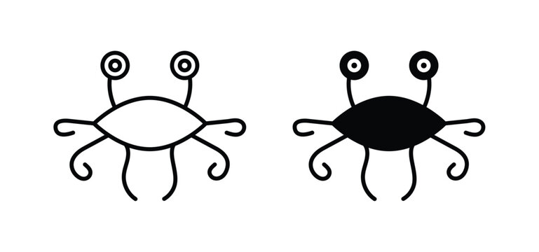 Spaghetti Monster Flying vector icon set black filled and outlined style.