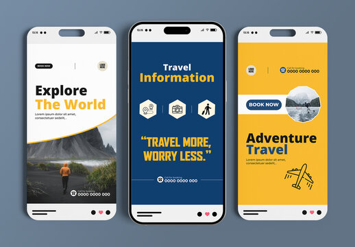 Travel Social Media Post Story Template Set Design