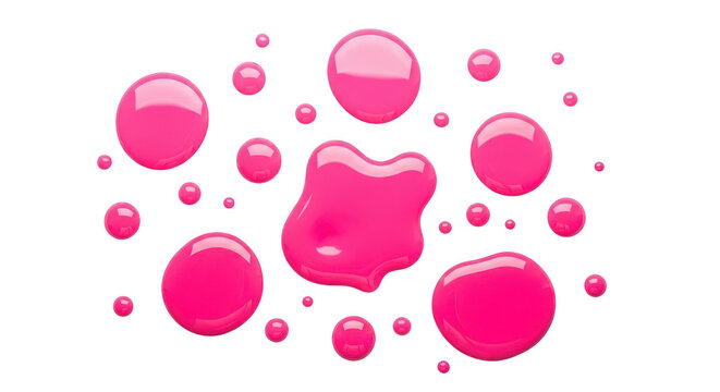 Pink nail polish drops isolated on transparent background